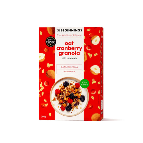 The Beginnings avižinė granola su spanguolėmis, 200 g. 