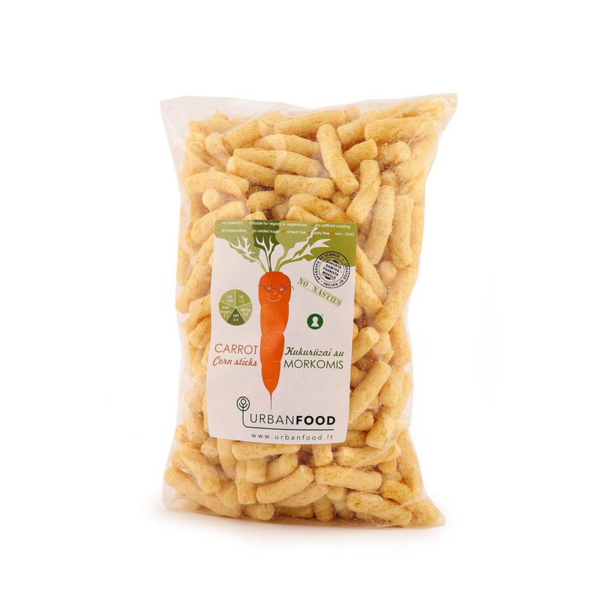 Urban food kukurūzų lazdelės su morkomis, 100 g