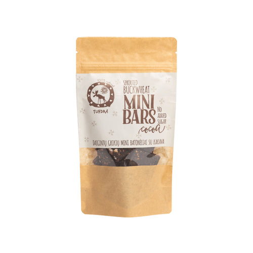 Tundra snack Daigintų grikių mini batonėliai su kakava, 150g